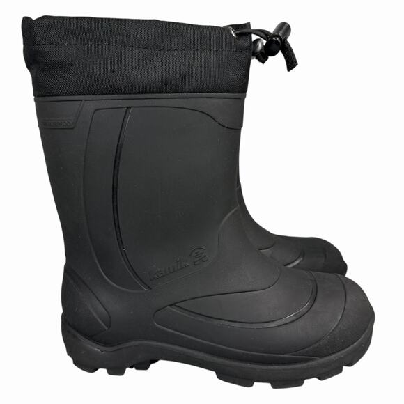 Kamik Kids Sz 3Winter Snow Boots Black Waterproof Rubber Canada Removable Liner - Picture 1 of 11